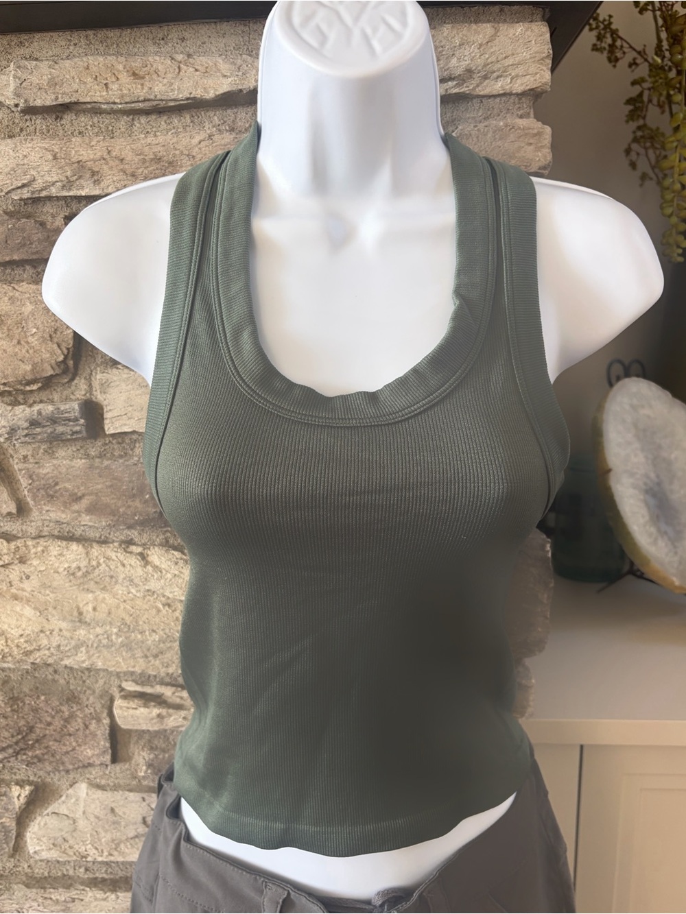 90 Degree By Reflex Olive Ribbed Racerback Tank